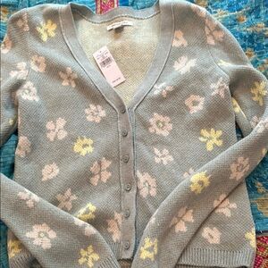 American Eagle Outfitters Blue and Yellow Cardigan Sweater
